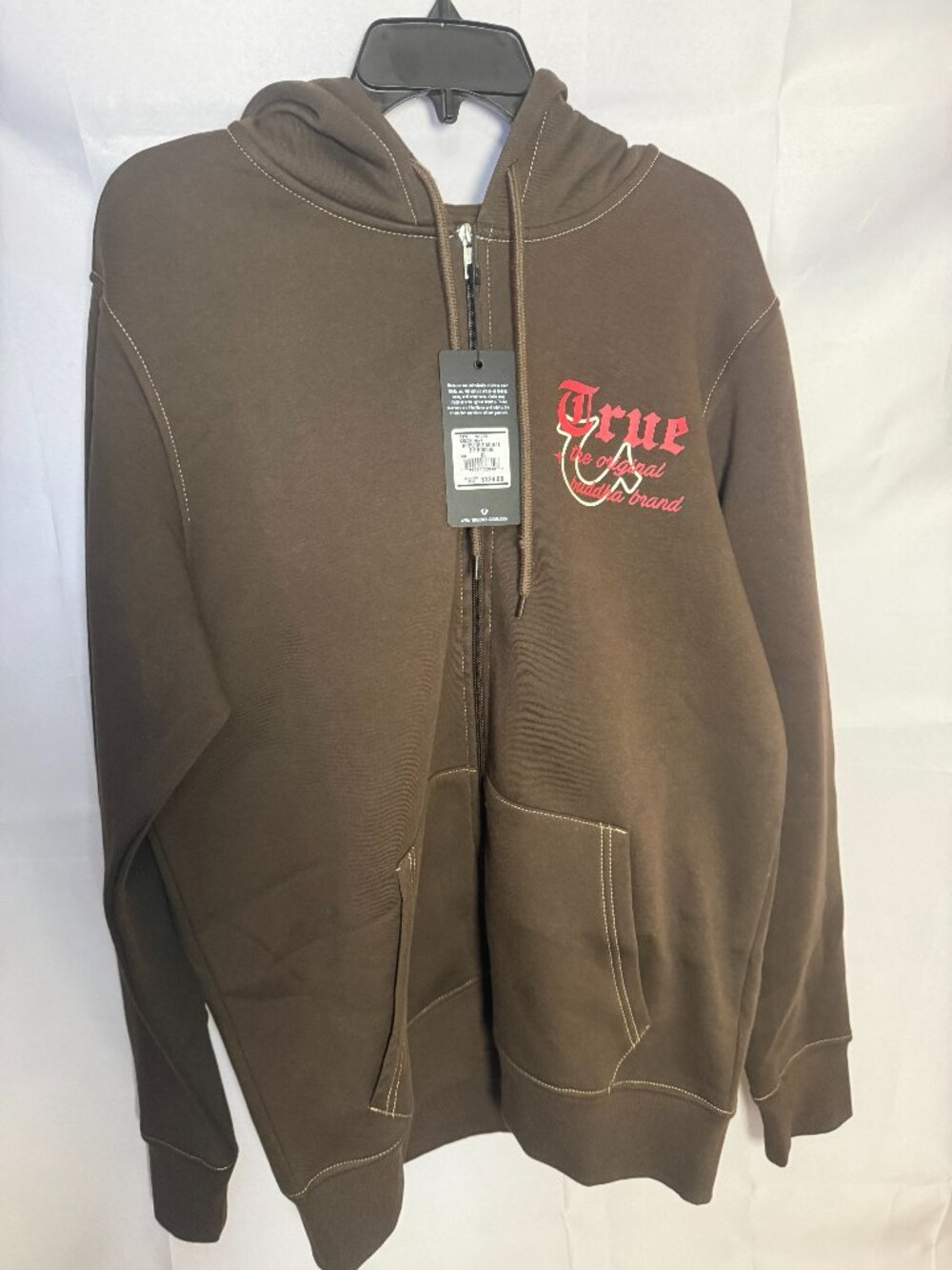 True Religion Buddha Graphic Full Zip Hoodie Brown Size XL NWT
